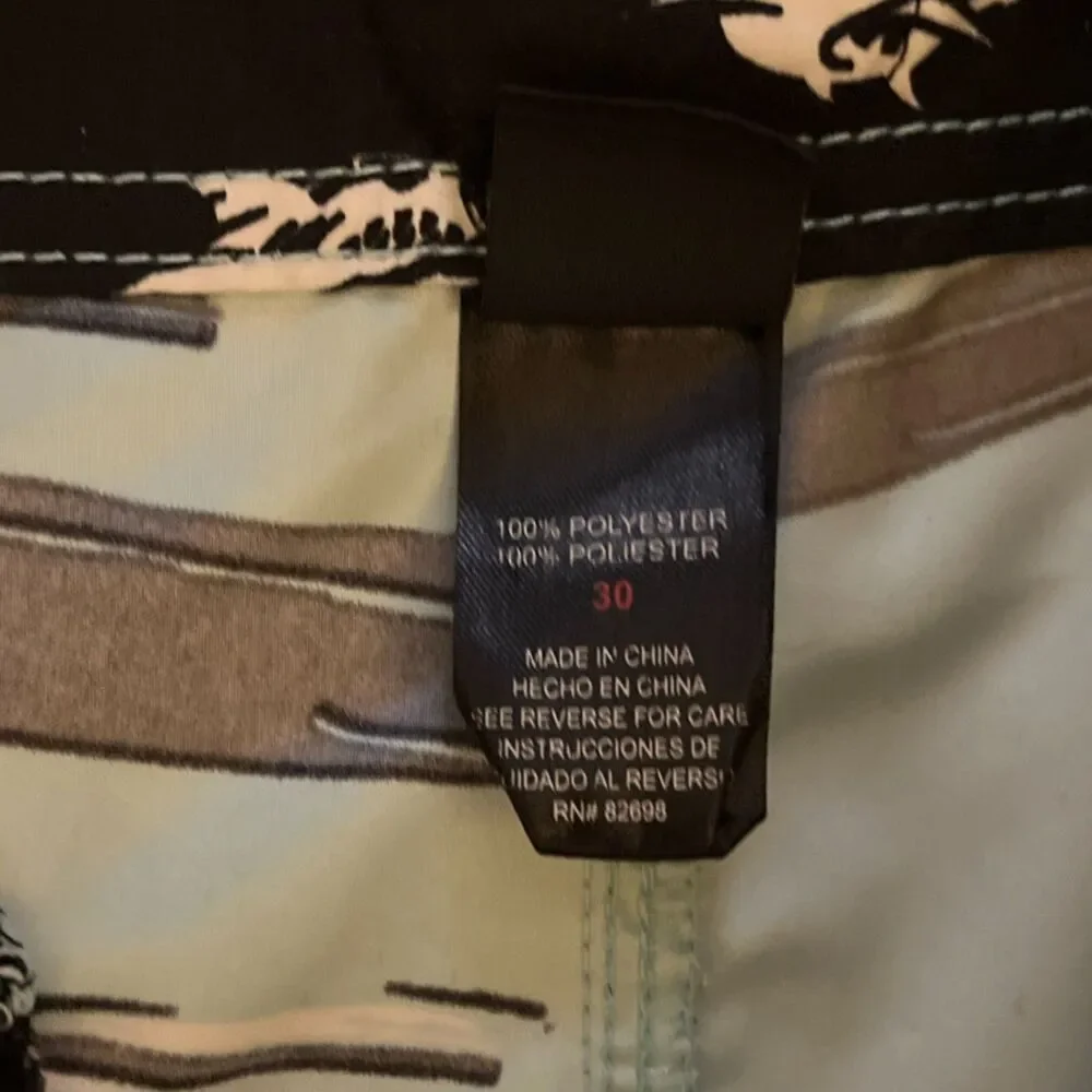 Maui and Sons Board Shorts Striped Light Blue Black Men's Pockets